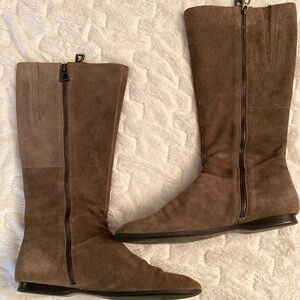 👢Vintage Enzo Angiolini Suede Taupe Knee Boots